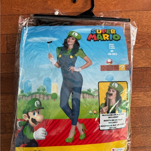 Nintendo Super Mario Luigi Women's Costume - Green and Blue M 8-10 - Picture 1 of 7